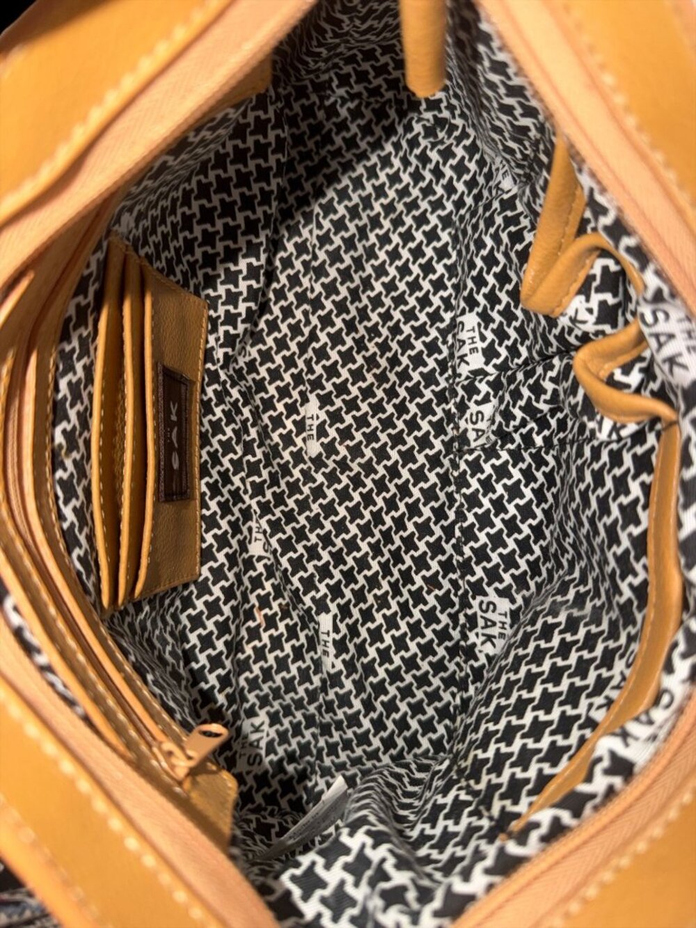 The Sak Shoulder Bag Tan Pebbled Leather Silver Ring Tassel Accents Top Zip Boho - Picture 8 of 9